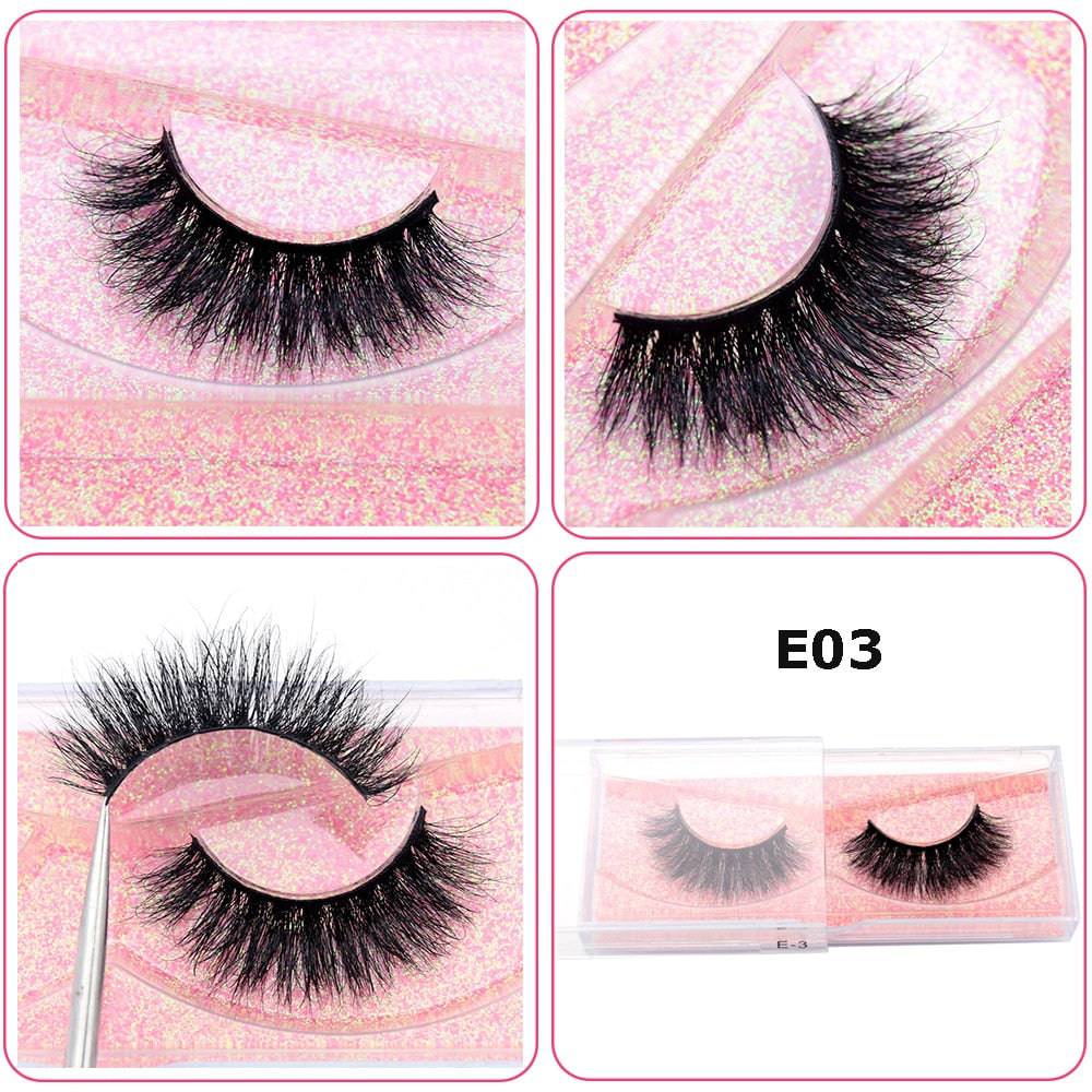 3D Real Mink False Eyelash Strip Mink Lashes Thick Fake False Eyelashes Makeup Beauty Handmade 100% Glitter Packing D101 - Quid Mart