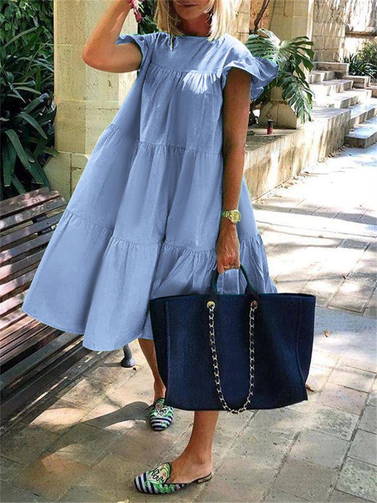 2023 VONDA Vintage Ruffled Summer Dress - Casual, Elegant, & Stylish - Quid Mart