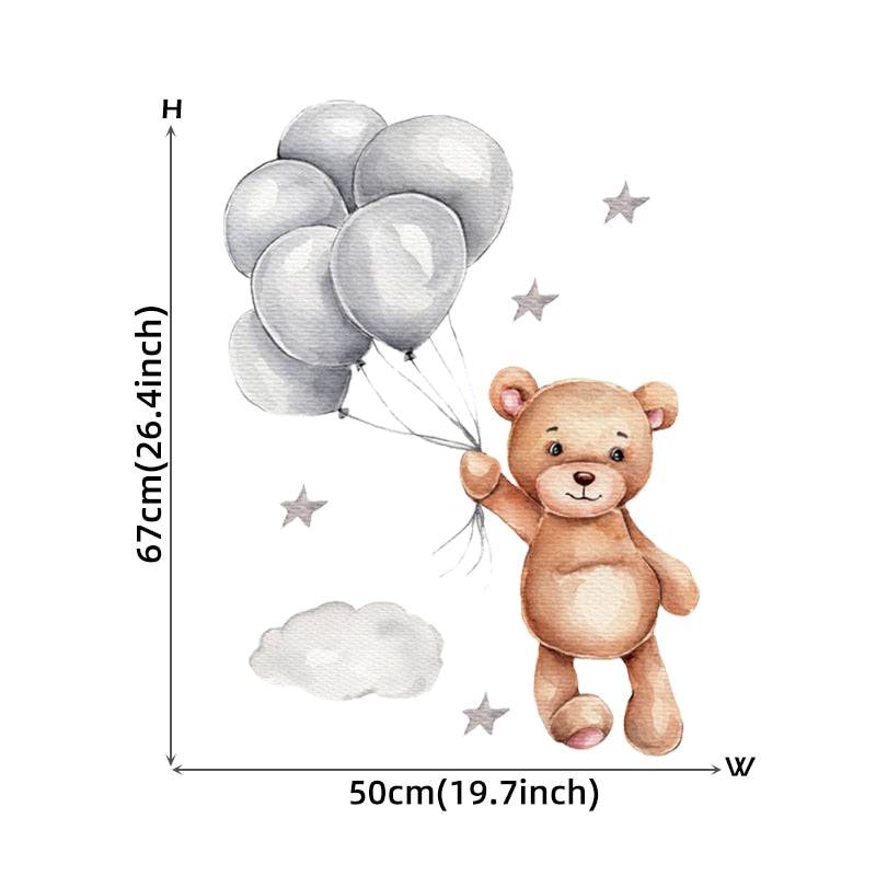 Cartoon Teddy Bear Sleeping on the Moon and Stars Wall Stickers for Kids Room Baby Room Decoration Wall Decals Room Interior - Quid Mart