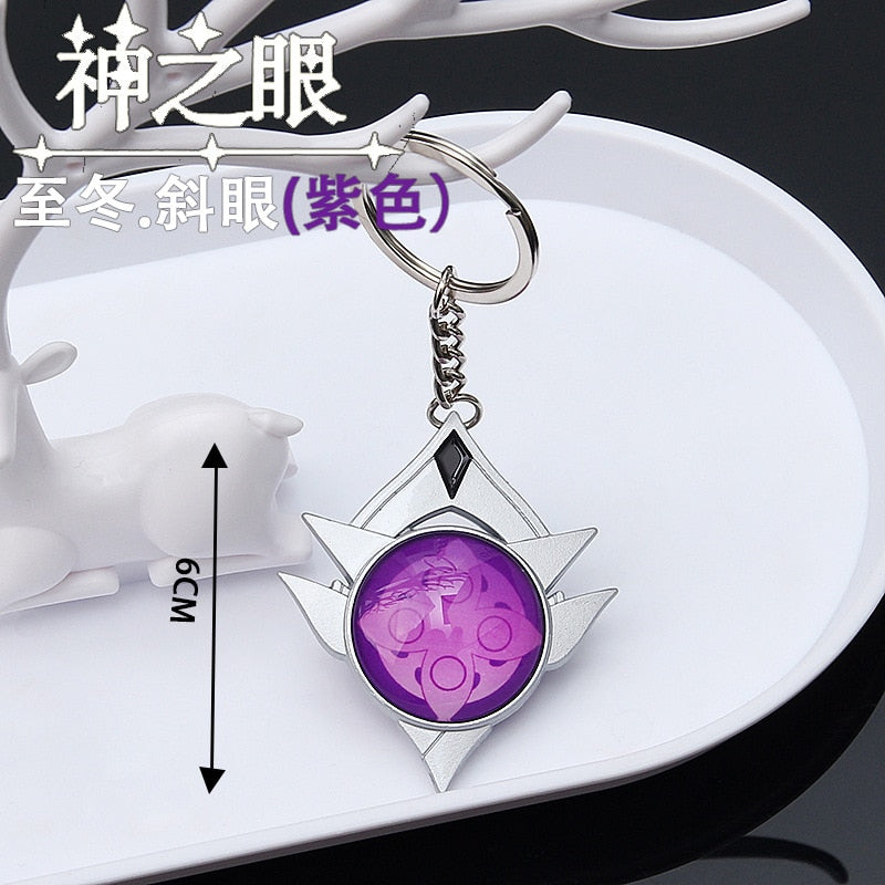 Game Genshin Impact Vision Lnazuma Ganyu Keqing Wendi Xiao Keychain Luminous 7 Element Weapons Eye Of Original God Toy KeyRing - Quid Mart