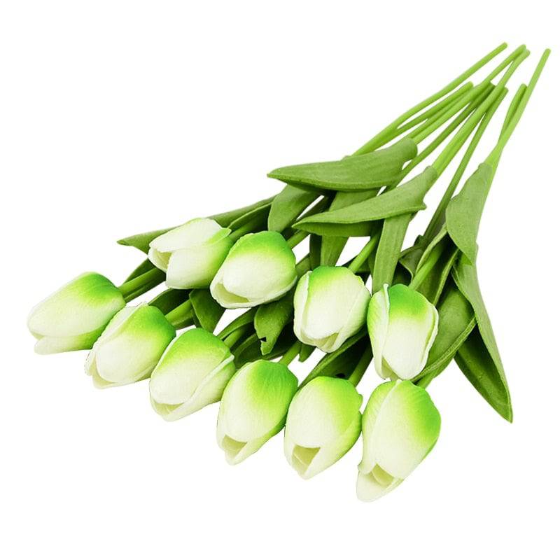 10 Real Touch Tulip Bouquets - PE Fake Flowers for Wedding, Home, and Garden Decor - Quid Mart