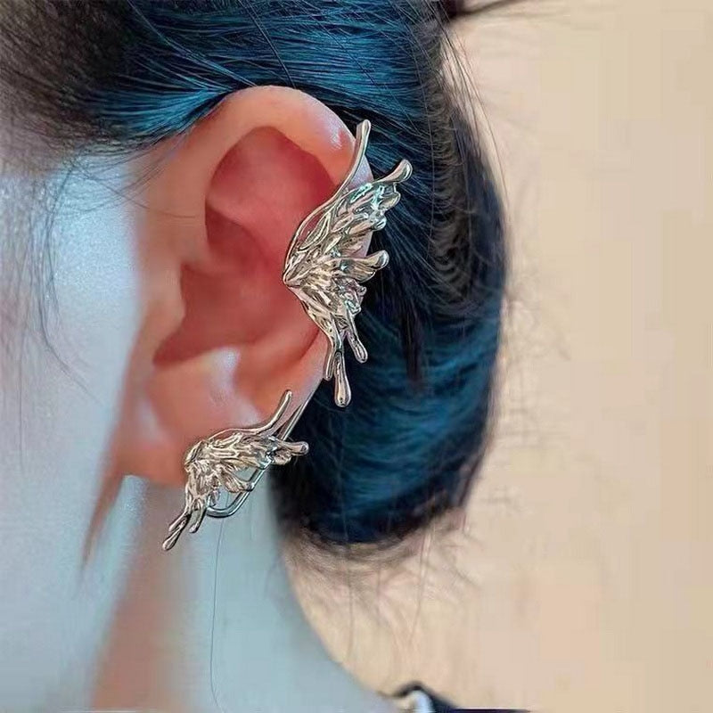 Kpop Shiny Zircon Butterfly Earcuff For Women Without Piercing Earrings 2023 Fashion Ear Clip Earrings Bride Wedding Jewelry - Quid Mart