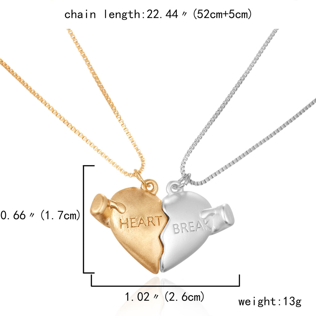 2Pcs Magnetic Couple Necklace Lover Heart Distance Paired Pendant Projection Necklaces For Women Jewelry Valentine&#39;s Day Gift - Quid Mart