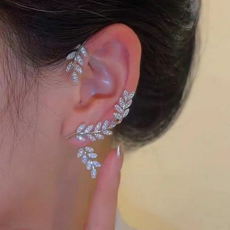 Kpop Shiny Zircon Butterfly Earcuff For Women Without Piercing Earrings 2023 Fashion Ear Clip Earrings Bride Wedding Jewelry - Quid Mart