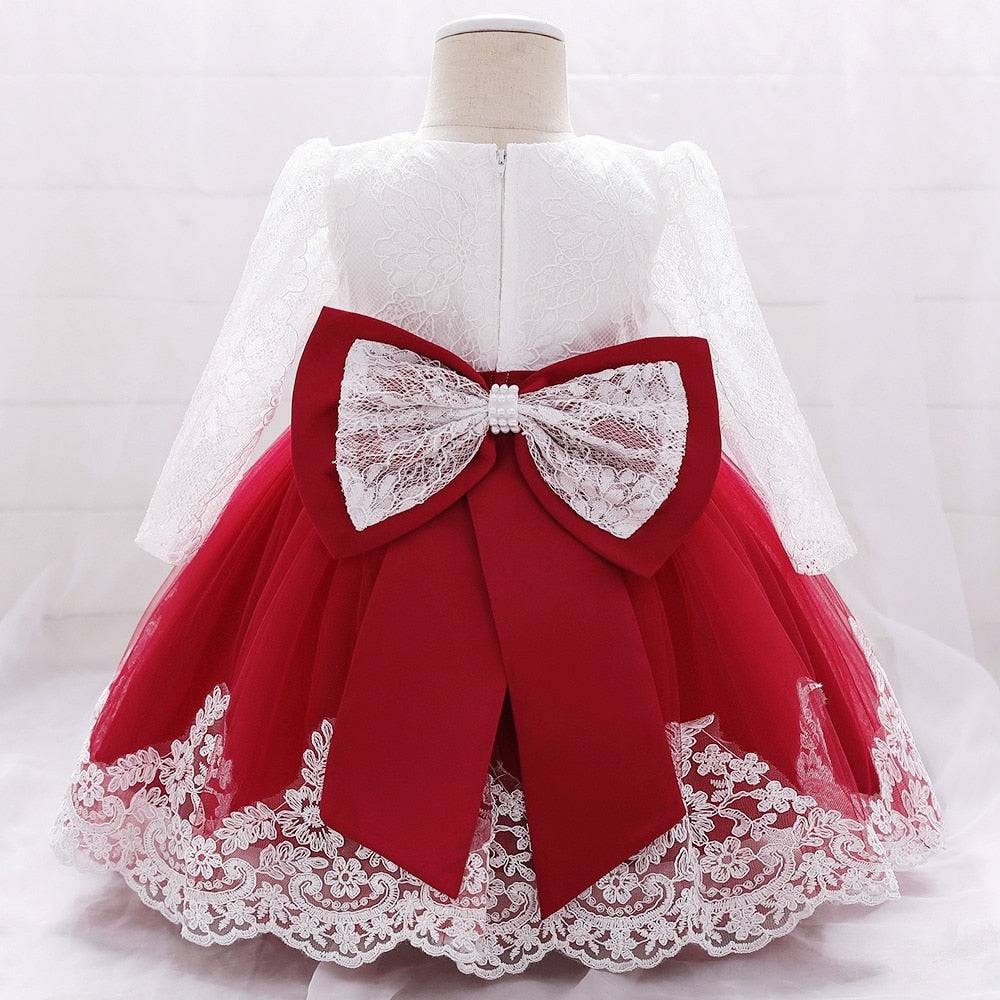 Newborn Baby Girl Lace Dresses with Long Sleeves - Quid Mart