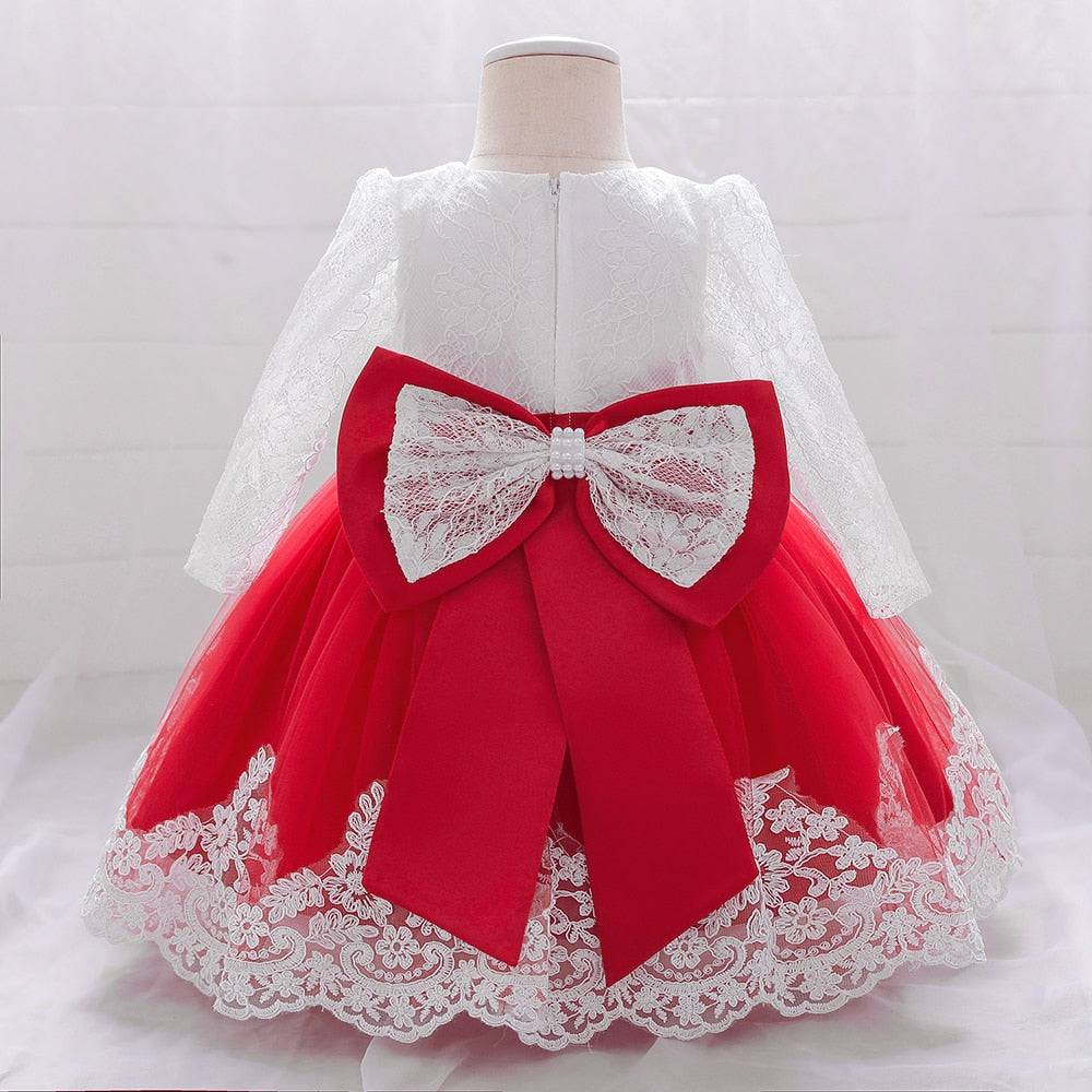 Newborn Baby Girl Lace Dresses with Long Sleeves - Quid Mart