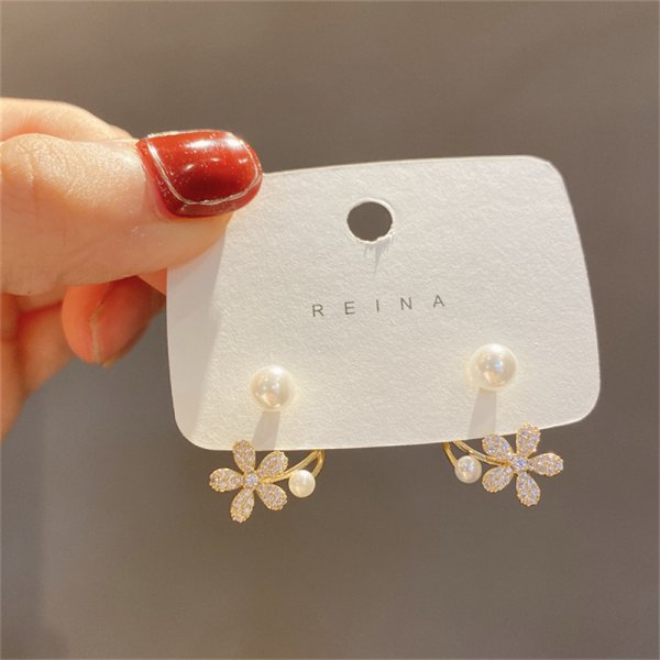 New Korea Sweet Cute Flower Crystal Temperament Geometric Shiny Zircon Earrings Statement Earrings for Women Girl Pendientes - Quid Mart