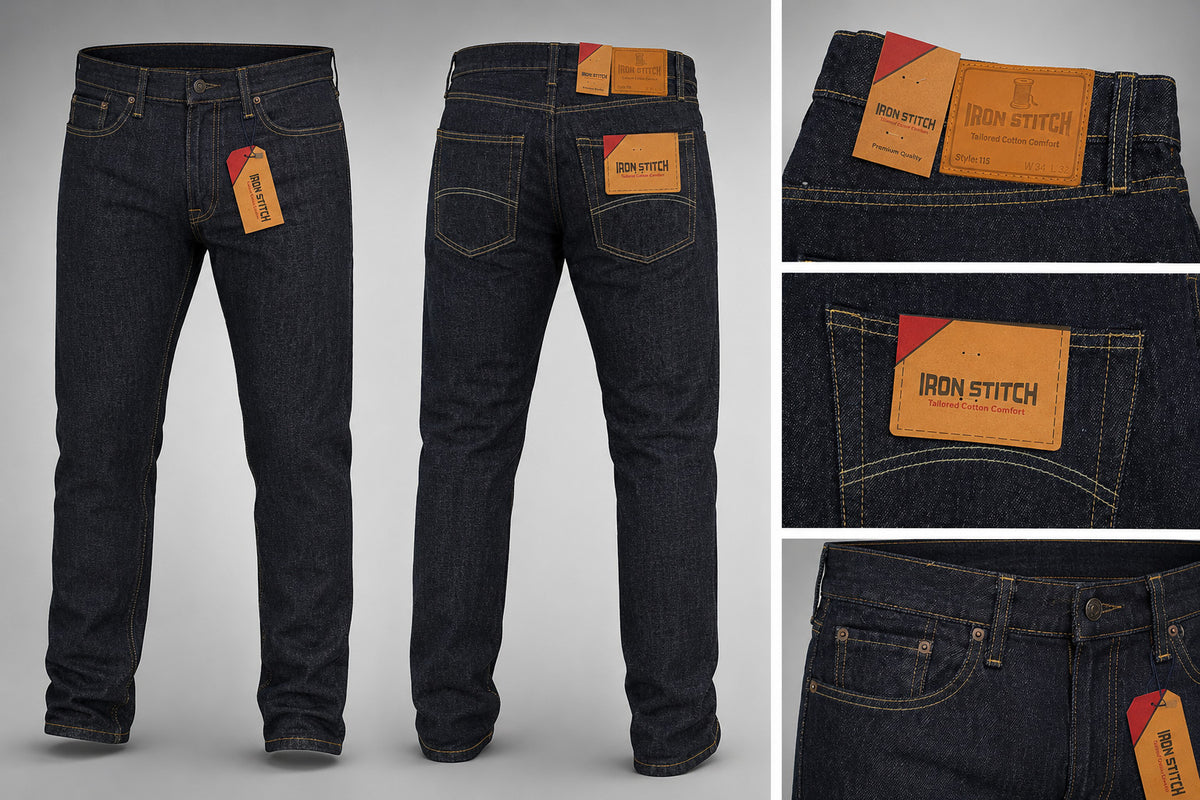 Iron Stitch men's straight leg jeans dark blue – view 1