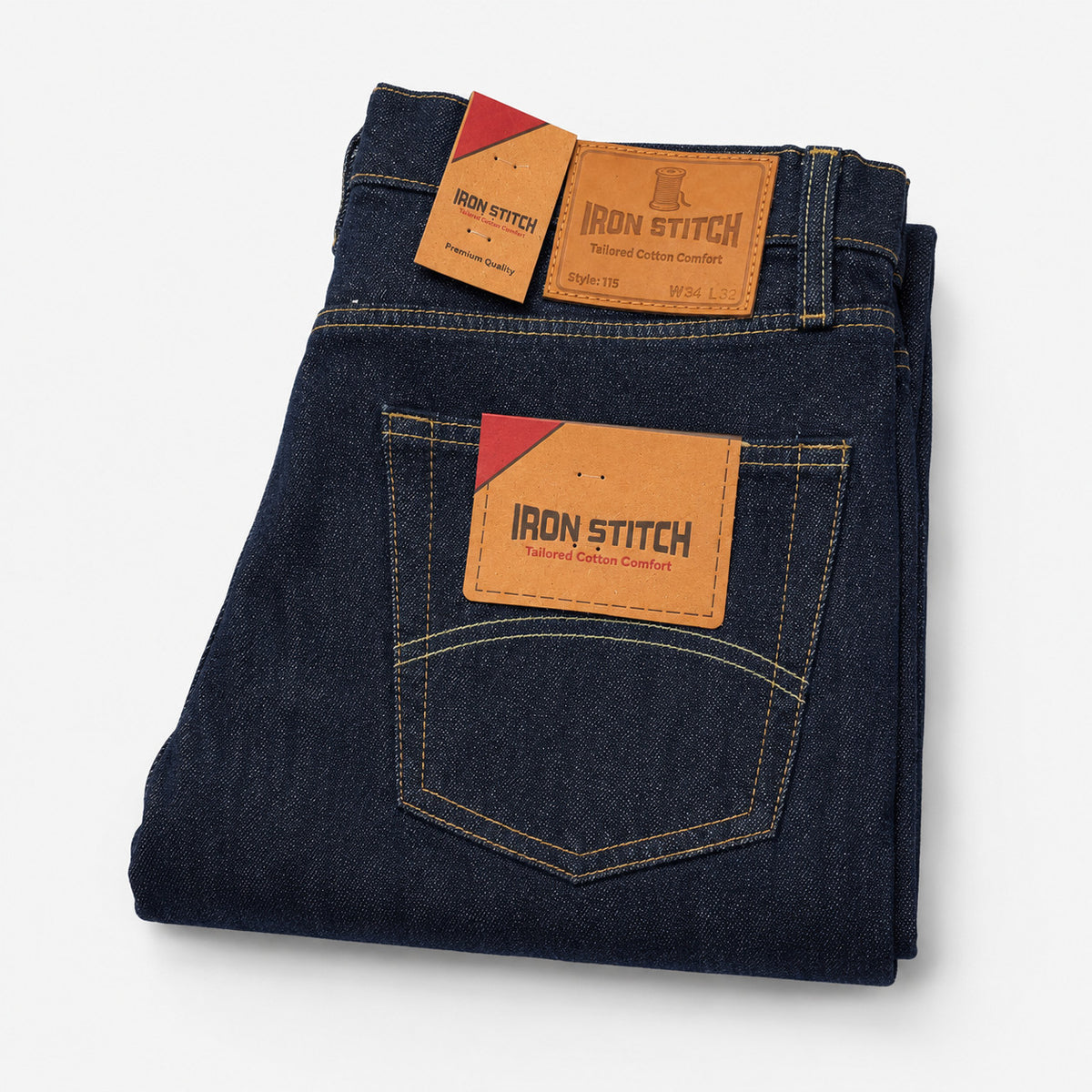 Iron Stitch men's straight leg jeans dark blue – view 3