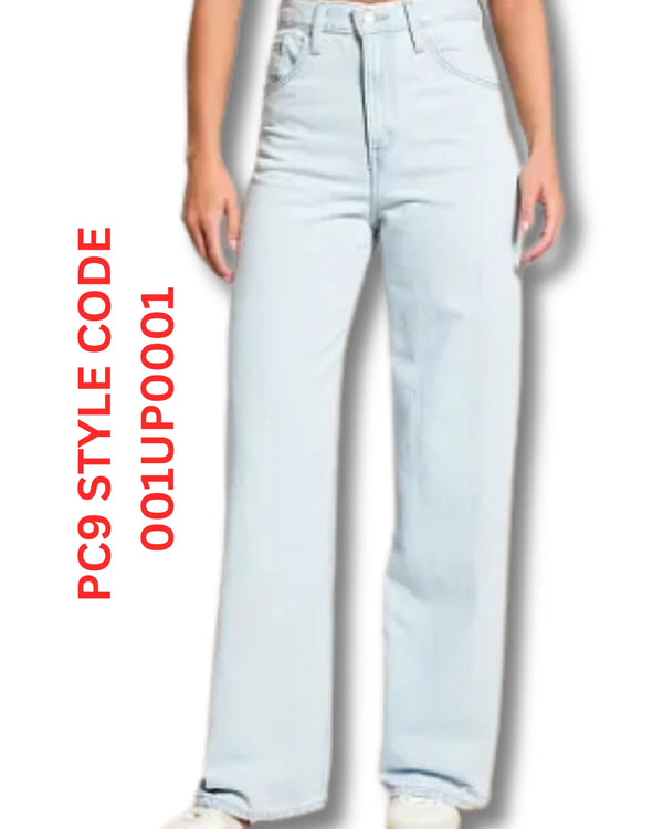 Levi's Cinch Baggy Jeans Light Blue Wash Women's High Rise Wide Leg - Quid Mart