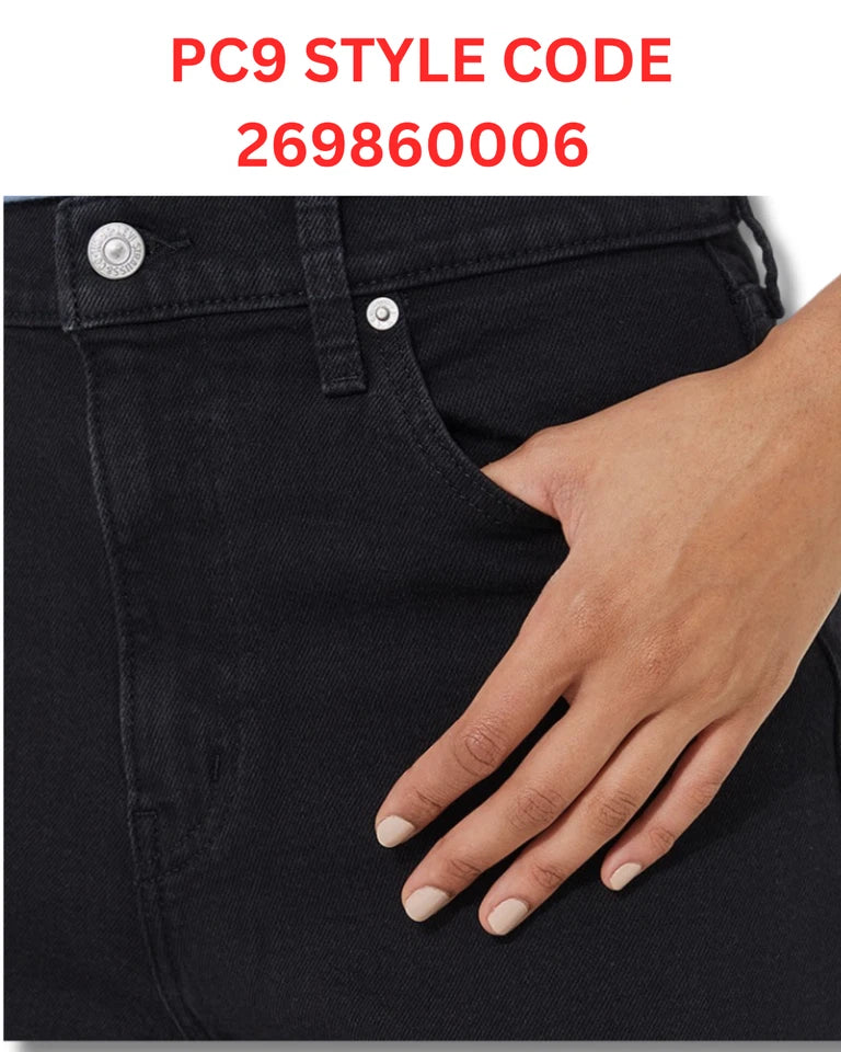 Levi’s High Waisted Mom Jeans Black Relaxed Fit Tapered Leg Stretch Denim - Quid Mart