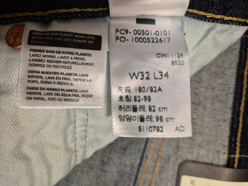 Levi's 501 Original Fit Men's Jeans Onewash Blue Straight Leg Denim Button Fly - Quid Mart