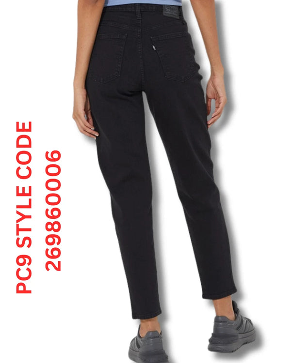 Levi’s High Waisted Mom Jeans Black Relaxed Fit Tapered Leg Stretch Denim