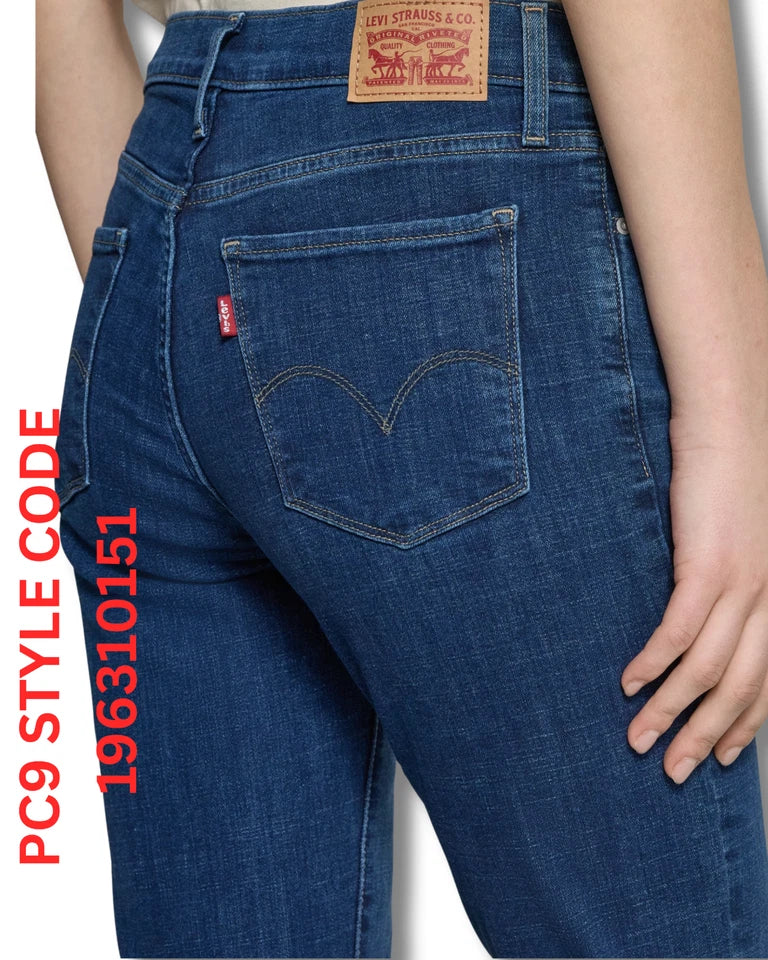 Levi's 314 Shaping Straight Jeans Dark Wash Blue Women's Stretch Denim - Quid Mart
