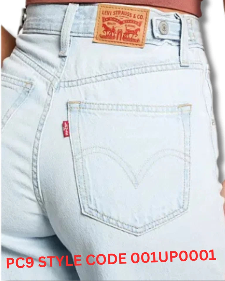 Levi's Cinch Baggy Jeans Light Blue Wash Women's High Rise Wide Leg - Quid Mart