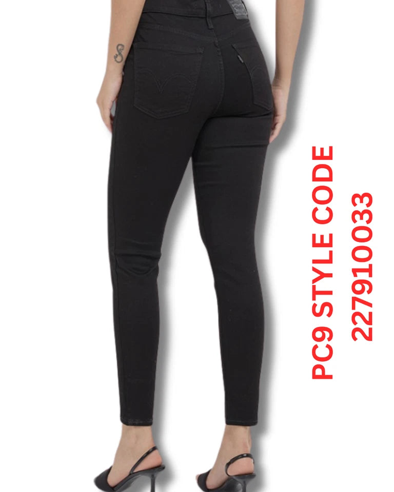 Levi’s Mile High Super Skinny Jeans Black High Rise Stretch Denim - Quid Mart