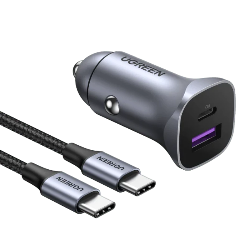 Ugreen 30W PD Car Charger 2 Ports with 60W USB C Cable