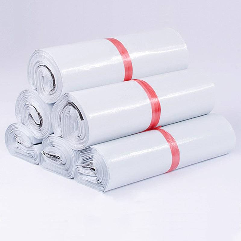 50pcs/Lot White Courier Bag Express Envelope Storage Bags Mailing Bags Self Adhesive Seal PE Plastic Pouch Packaging 24 Sizes - Quid Mart