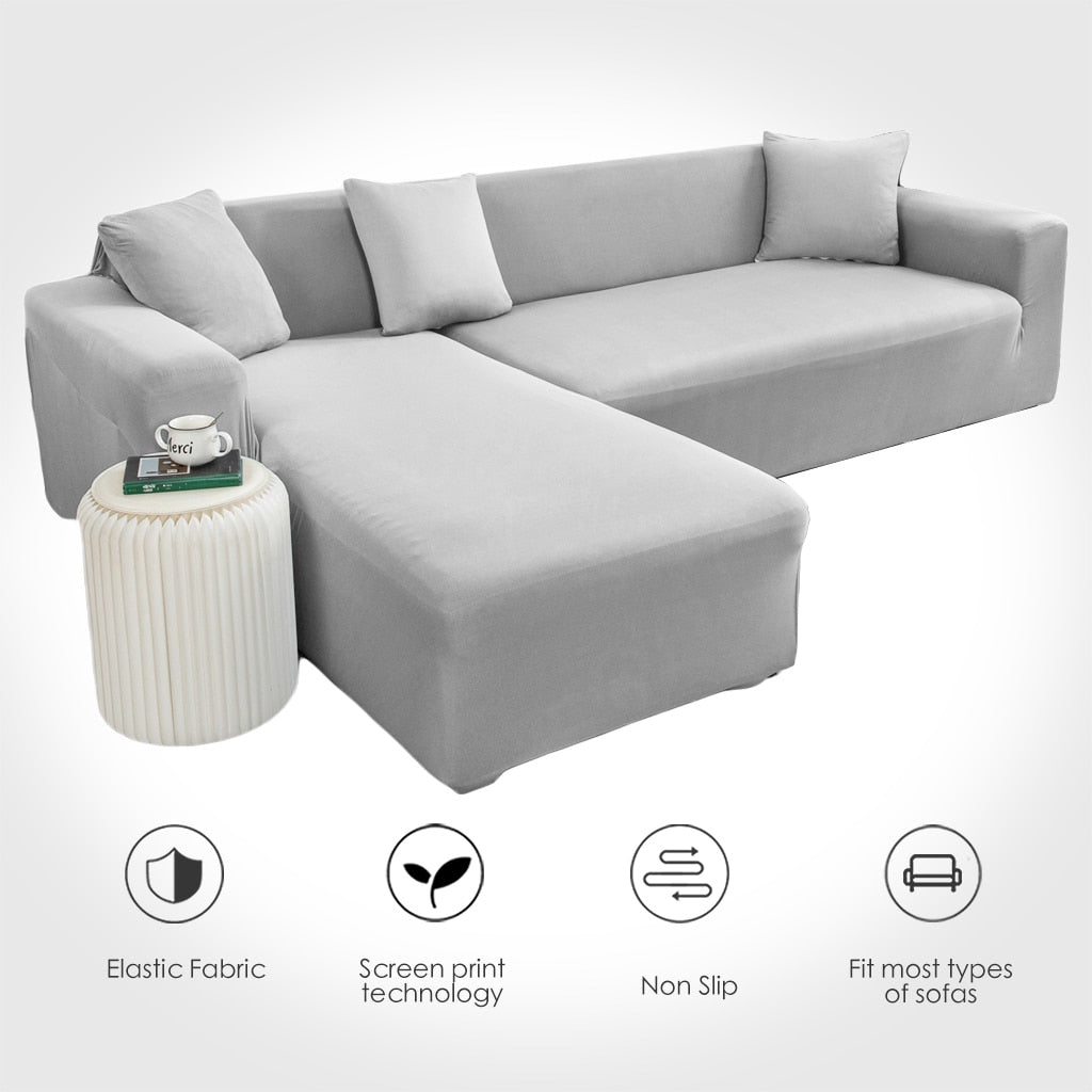 Elastic Solid Color Sofa Cover for 1/2/3/4 Seater - Quid Mart