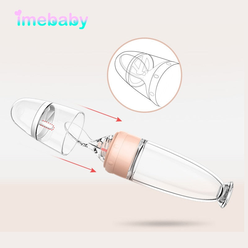 Imebaby Silicone Rice Paste Bottle with Feeding Spoon - Safe, and Portable - Quid Mart