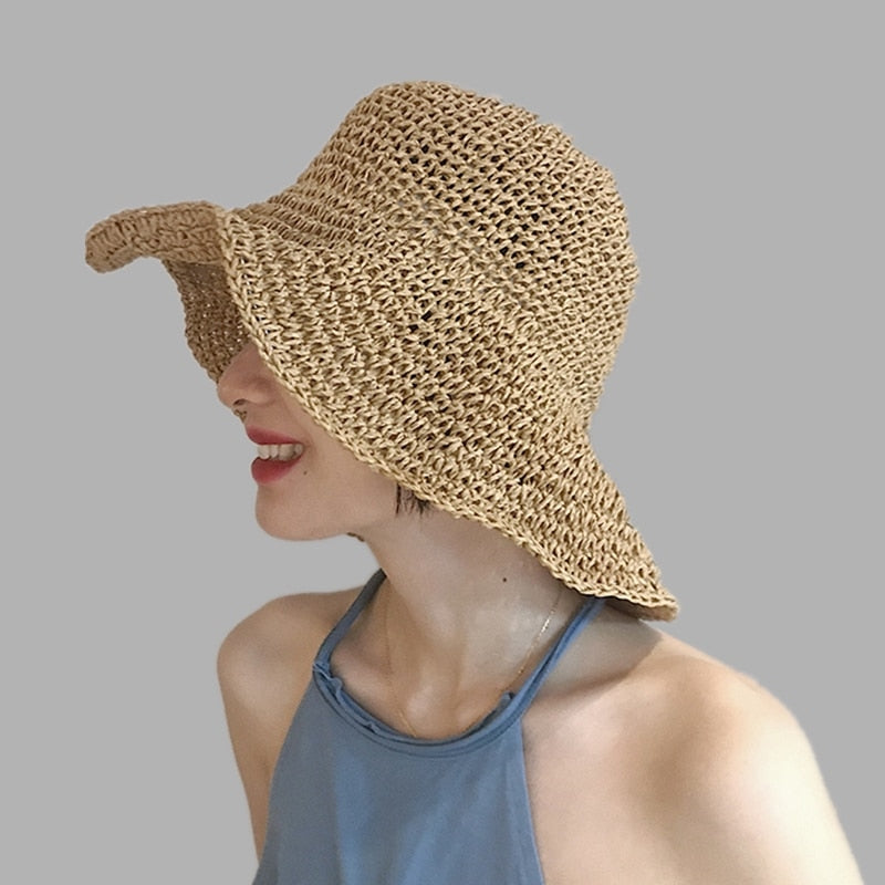 Simple Wide Brim Raffia Sun Hat for Women - Stylish and Sun-Protective Hat - Quid Mart