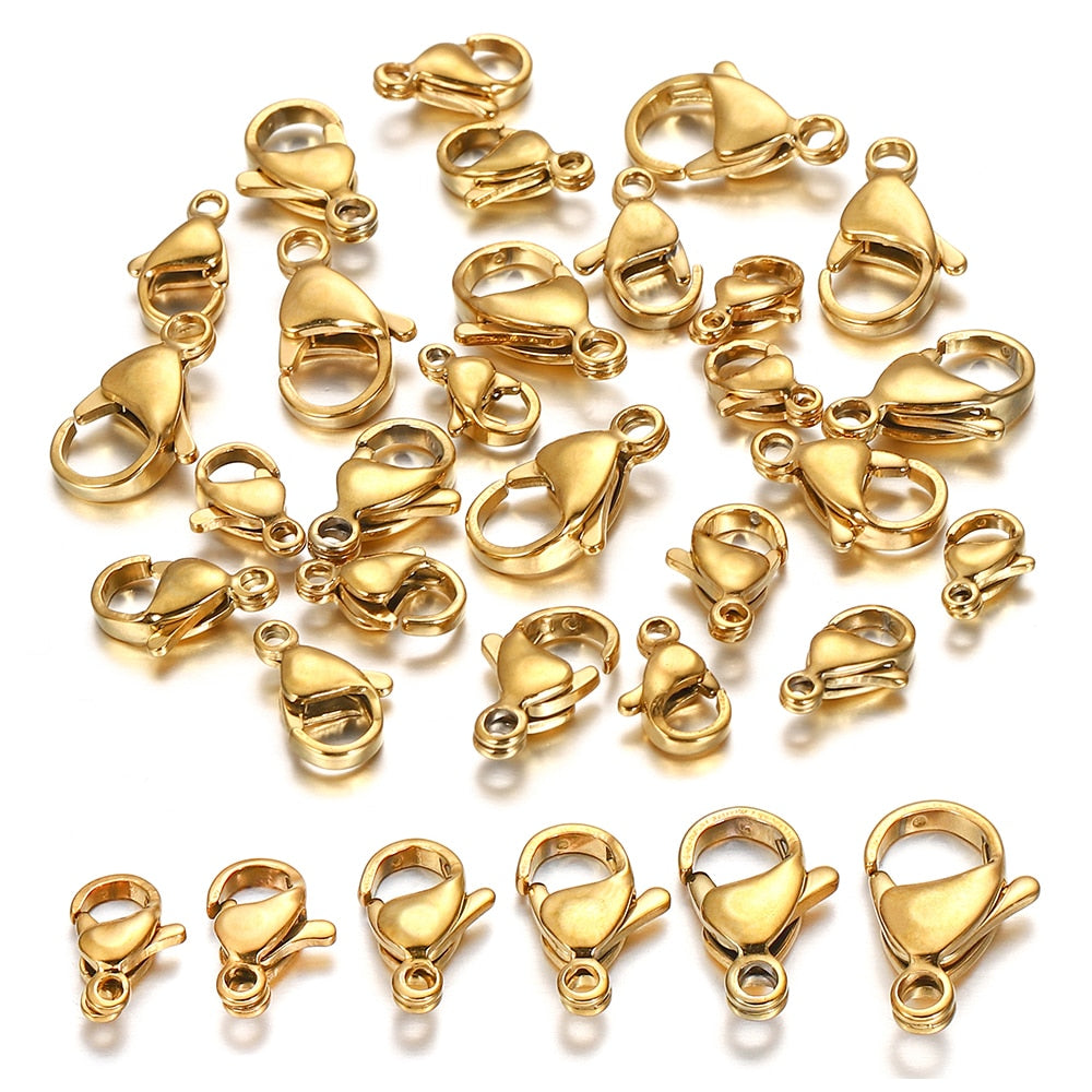 30Pcs/lot Stainless Steel Gold Plated Lobster Clasp Claw Clasps For Bracelet Necklace Chain Diy Jewelry Making Findings Supplies - Quid Mart