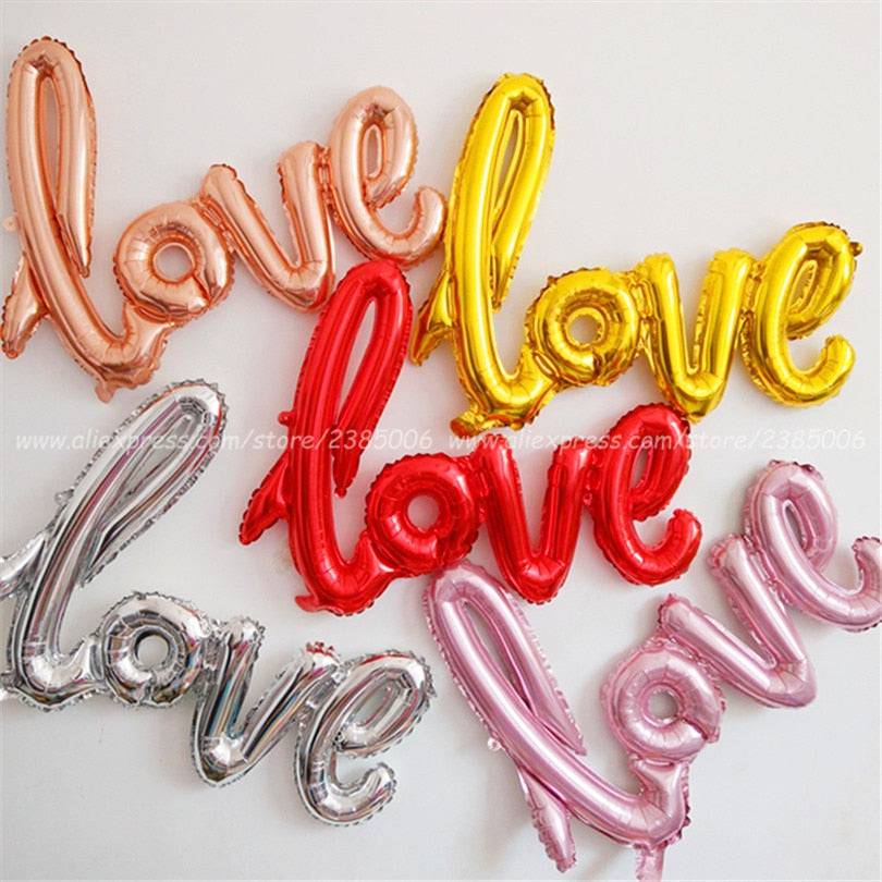 Ligatures Love Letter Foil Balloon Anniversary Wedding Valentines Birthday Party Decoration Champagne Cup Photo Props - Quid Mart