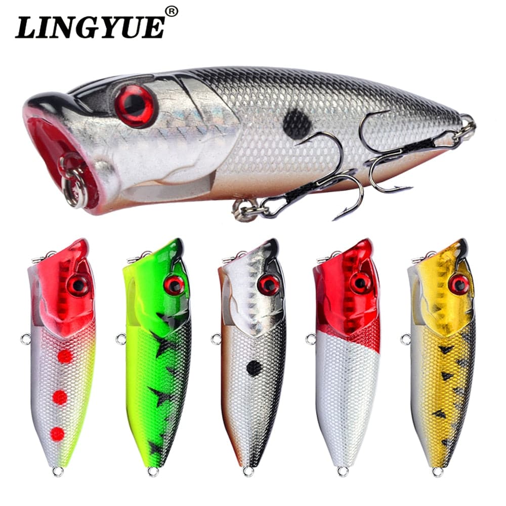Hot 1pcs Fishing Lures 6.5cm/12g Topwater Popper Bait 5 Color Hard Bait Artificial Wobblers Plastic Fishing Tackle With 6# Hooks - Quid Mart