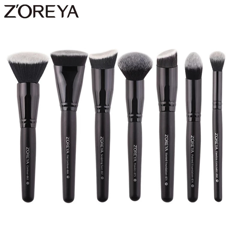 ZOREYA Black Makeup Brushes Set Eye Face Cosmetic Foundation Powder Blush Eyeshadow Kabuki Blending Make up Brush Beauty Tool - Quid Mart