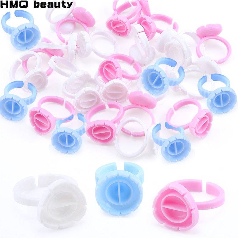 Wholesale 50/100Pcs Disposable Eyelash Glue Fan Cup Rings Holder  Container Tattoo Pigment Eyelash Extension Tools Lash Supplies - Quid Mart