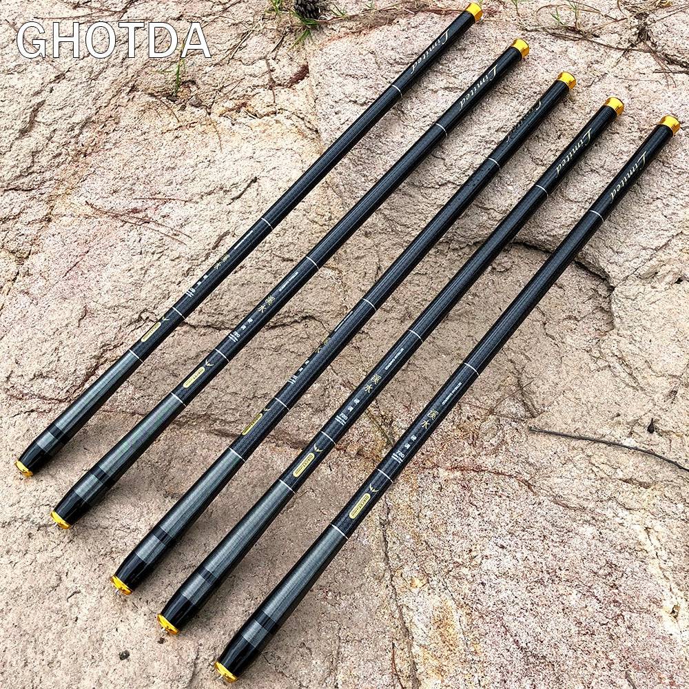 GHOTDA 3.6M -7.2M Carbon Fiber Fishing Rod Telescopic Ultra-light Hard Pole for Stream Freshwater Fishing Pole - Quid Mart