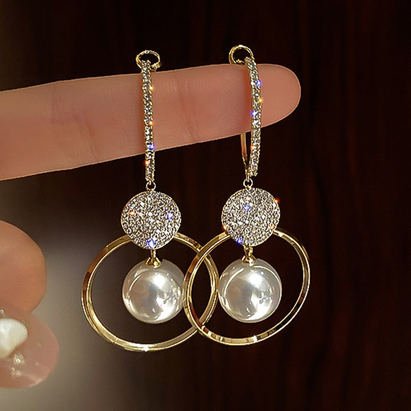 New Fashion Korean Imitation Pearl Drop Earrings for Women Butterfly Owl Zircon Oversized Earring Wedding Party Jewelry - Quid Mart