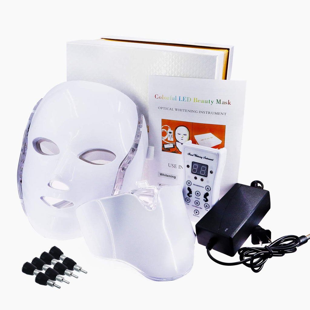 LED Facial Mask With Neck Skin Care 7 Colors Face Mask Treatment Beauty Anti Acne Therapy Whitening Korean Led Spa Mask Machine - Quid Mart