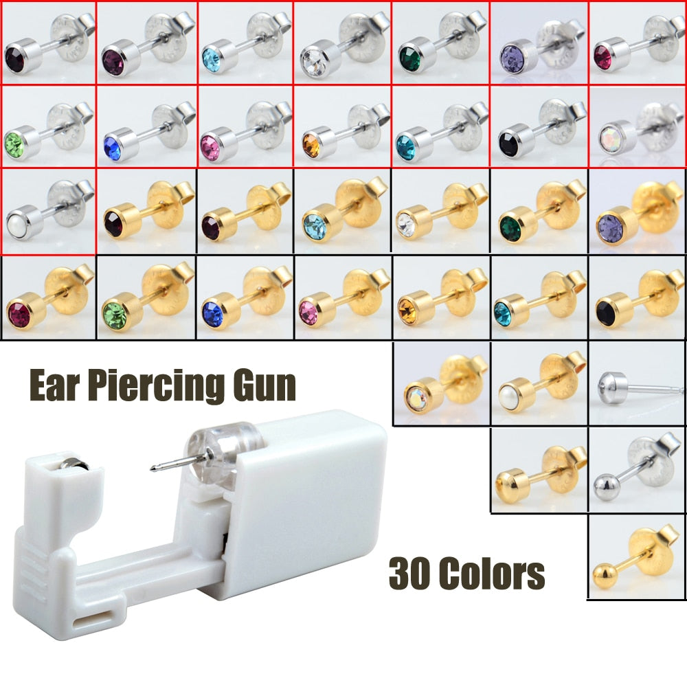 1PC Disposable Sterile Ear Piercing Unit Cartilage Tragus Helix Piercing Gun NO PAIN Piercer Tool Machine Kit Stud DIY Jewelry - Quid Mart