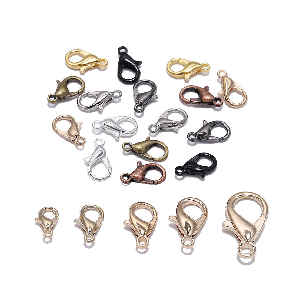 50pcs/lot Jewelry Findings Alloy Lobster Clasp Hooks For Jewelry Making Necklace bracelet Chain DIY Supplies Accessories - Quid Mart