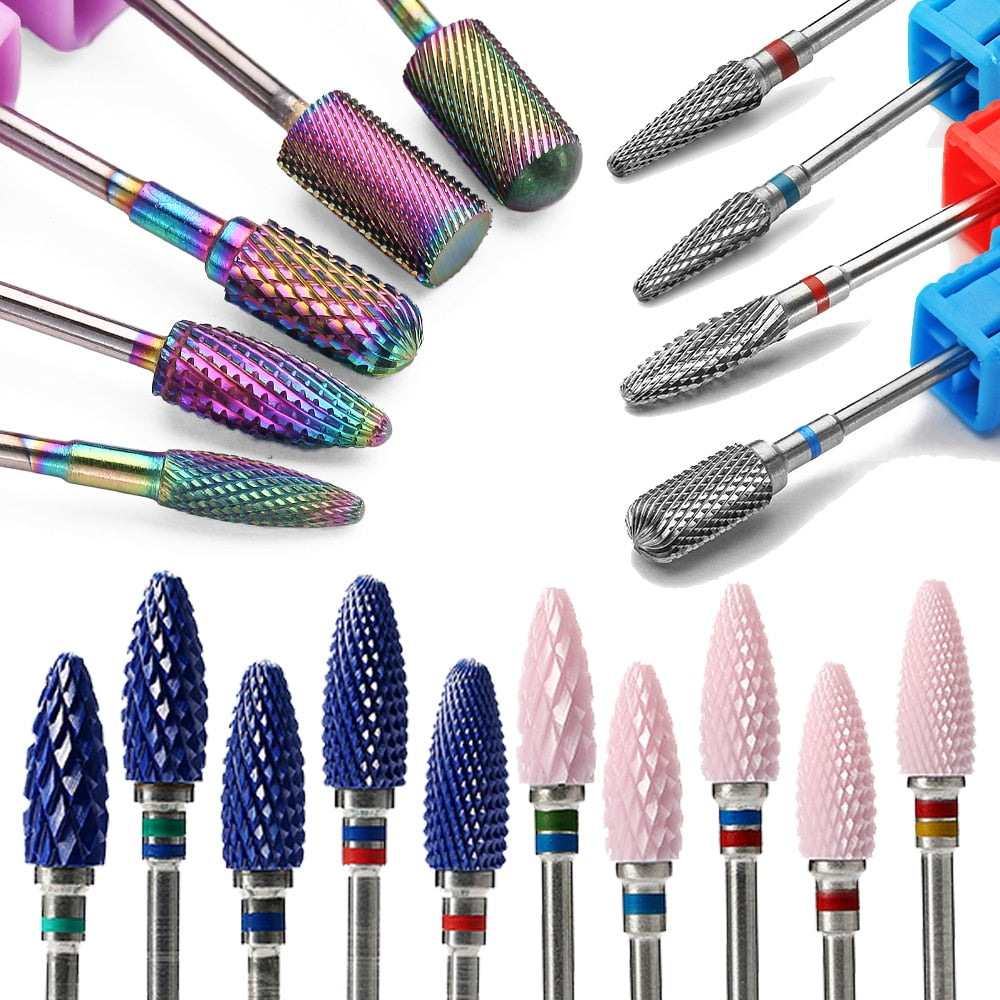 29 Type Nail Drill Bits For Electric Drill Manicure Machine Accessory Rainbow Tungsten Carbide Ceramic Milling Cutter Nail Files - Quid Mart