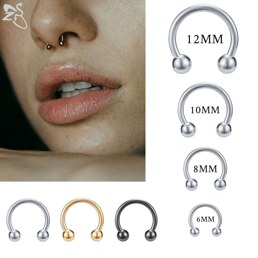 ZS 1 PC 316L Stainless Steel Nose Ring 14G 16G Nose Piercings Helix Ear Piercing Women Men Septum Rings Body Piercing  Jewelry - Quid Mart