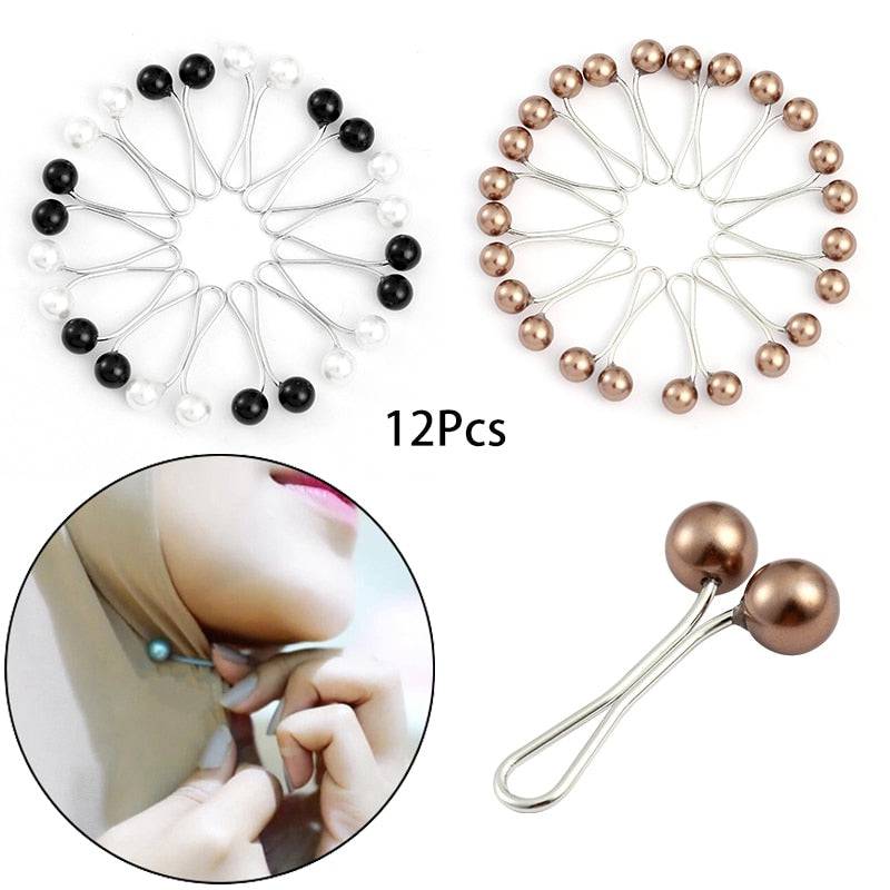 12 pcs Pearl Stylish Scarf Hijab Clips for Women - Quid Mart
