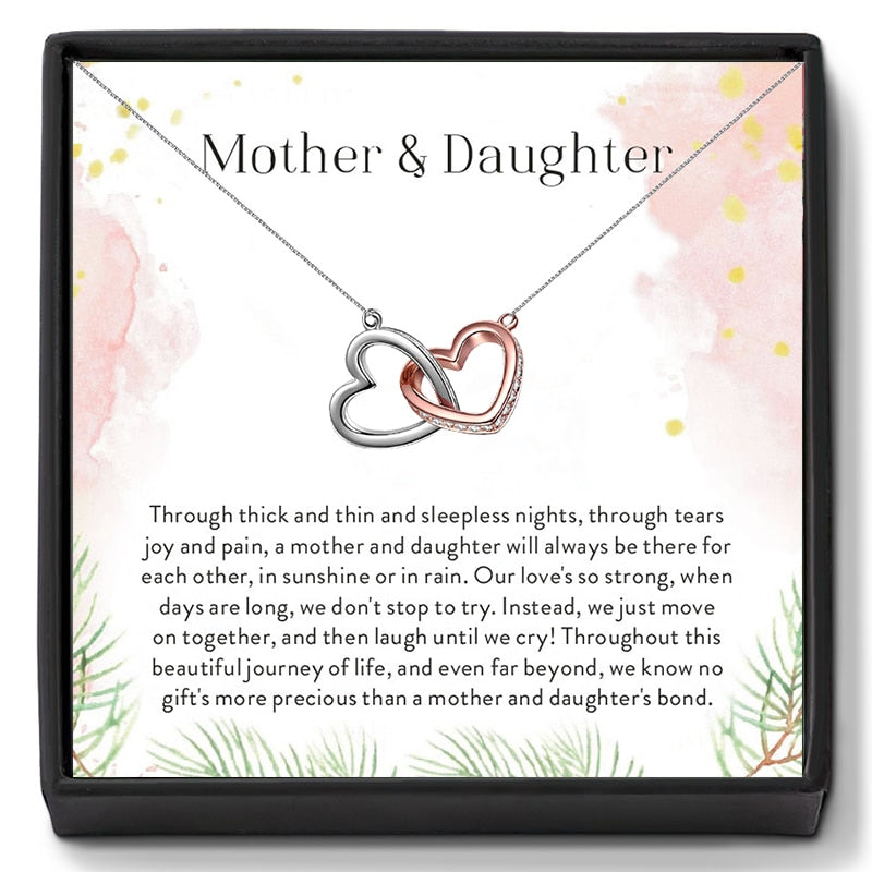 Mother Daughter Love Double Heart-shaped Connected Hollow Chain Necklace for Christmas GiftLight Luxury Female Clavicle Chain - Quid Mart