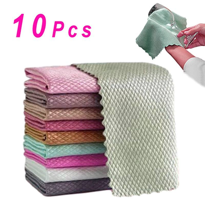 Efficient Glass Cleaning Towel MIrror Cleaning Cloth Absorbent Kitchen Towels 25x25cm Napkin for Glass Dish Washing  Wiping Rag - Quid Mart