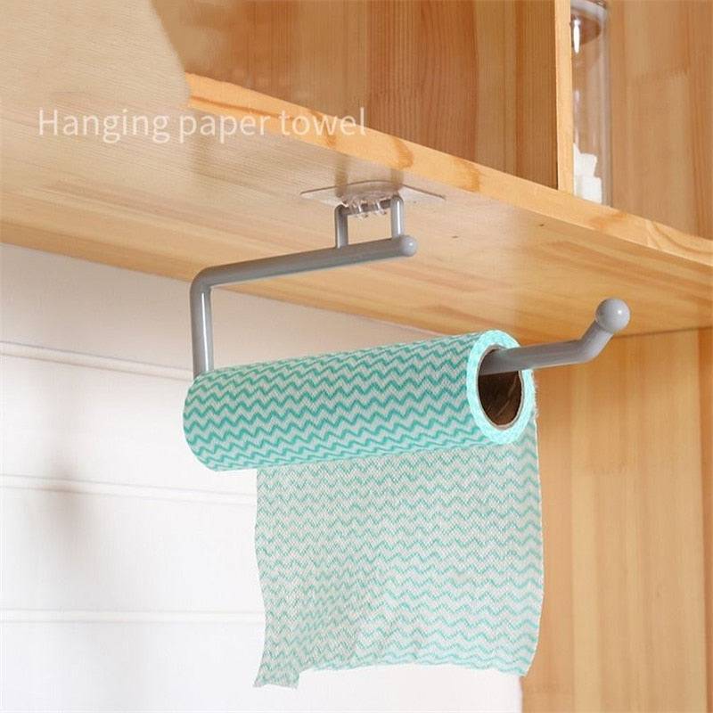 Kitchen Tissue Holder Hanging Toilet Roll Paper Towel Holder Rack Kitchen Bathroom Cabinet Door Hook Holder Organizer - Quid Mart