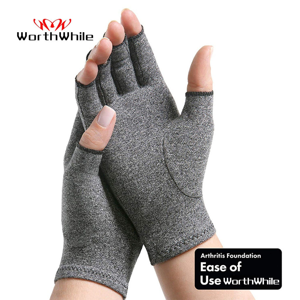 WorthWhile 1 Pair Compression Arthritis Gloves Wrist Support Cotton Joint Pain Relief Hand Brace Women Men Therapy Wristband - Quid Mart