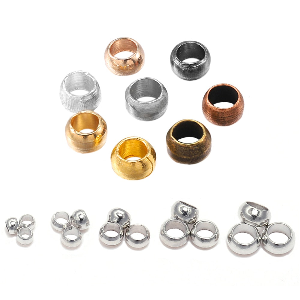 100-500pcs Gold Copper Ball Crimp End Beads, 2-3mm - Quid Mart