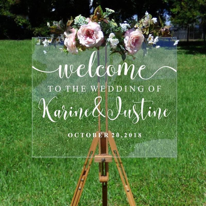 Wedding Welcome Mirror Vinyl Sticker Personalized Names And Date Wall Decal Wedding Party Decor Wedding Sign Vinyl Mural AJ551 - Quid Mart
