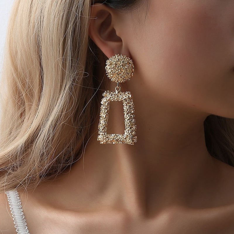 2023 Vintage Earrings Large for Women Statement Earrings Geometric Metal Pendant Earrings Trend Fashion Jewelry - Quid Mart