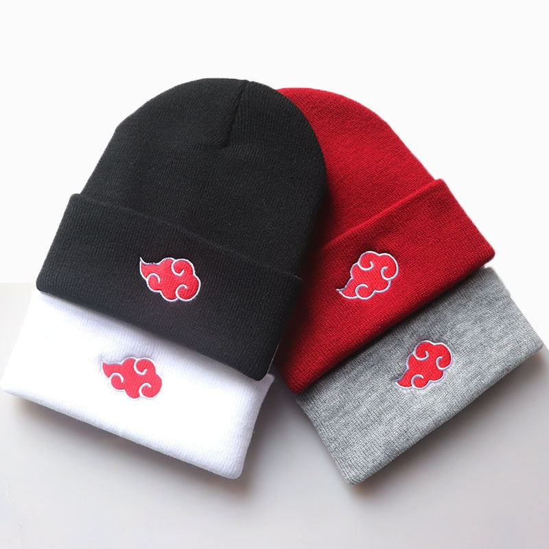 ECOBROS 2021 Beanies Women Autumn Winter Warm Hat Anime Akatsuki Cosplay Red Cloud Embroidery Caps For Men Knitted Bonnet Unisex - Quid Mart