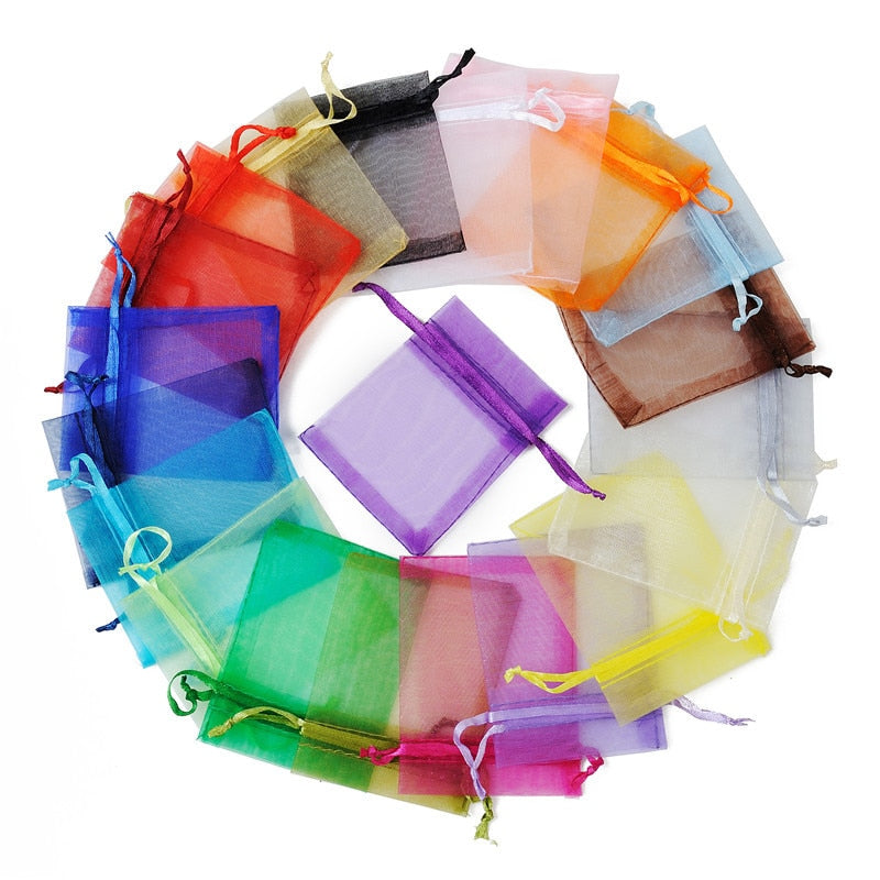 10/20/50/100pcs Organza Pouches Bags 7x9cm Wedding Parry Gift Candy Drawstring Bag For Jewelry Earring Display Packaging - Quid Mart