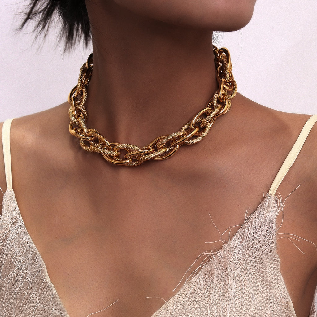 High Quality Punk Lock Choker Necklace Pendant Women Collar Statement Brand Gold Color Chunky Thick Chain Necklace Steampunk Men - Quid Mart