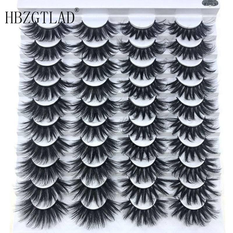 New 20 pairs natural false eyelashes fake lashes long makeup 3d mink eyelashes eyelash extension mink eyelashes for beauty - Quid Mart
