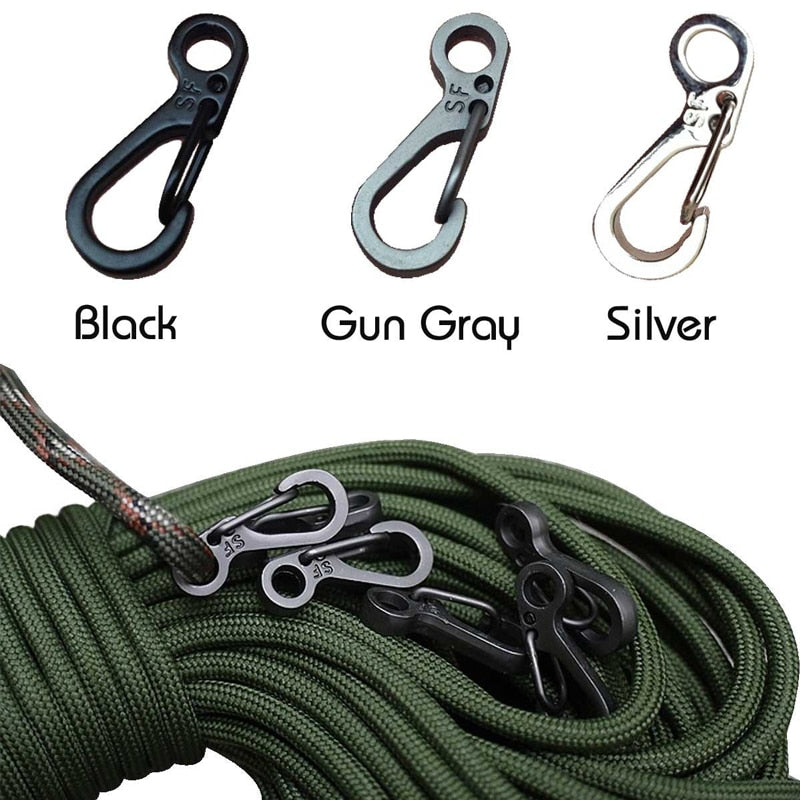 10Pcs/lot Mini Carabiner Keychain Camping Gadgets EDC Survival Equipment Snap Hook Climbing SF Spring Backpack Tactical Gear - Quid Mart